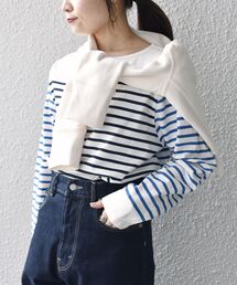 SHIPS | 〈手洗い可能〉パネルボーダーロングスリーブプルオーバー◆(Tシャツ/カットソー)