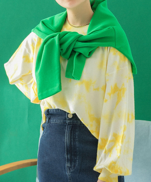 HEYUMM(ヘユム)の「カラフルタイダイニットトップ(ニット/セーター・レディース・ブルー/ピンク/イエロー・ONE)」の17枚目の写真