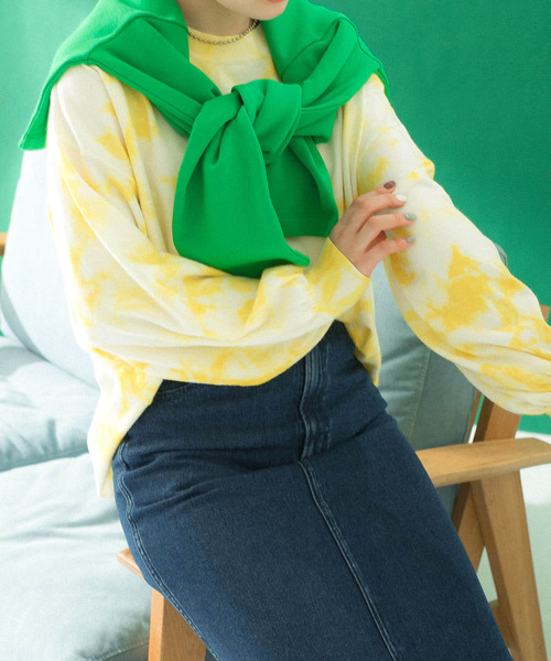 HEYUMM(ヘユム)の「カラフルタイダイニットトップ(ニット/セーター・レディース・ブルー/ピンク/イエロー・ONE)」の19枚目の写真