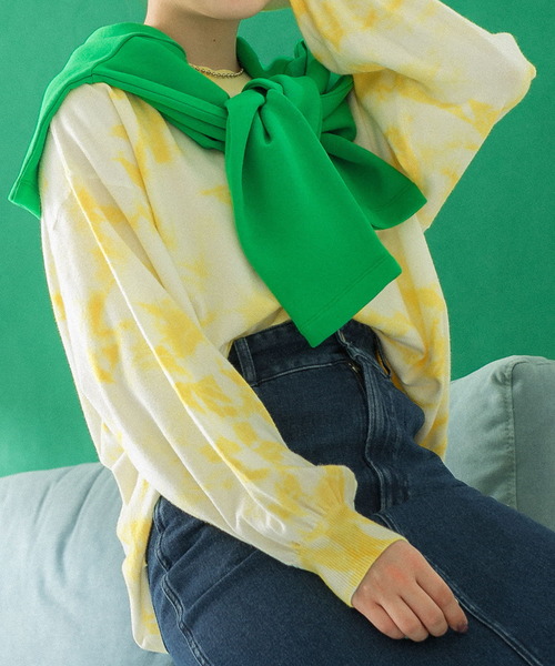 HEYUMM(ヘユム)の「カラフルタイダイニットトップ(ニット/セーター・レディース・ブルー/ピンク/イエロー・ONE)」の21枚目の写真