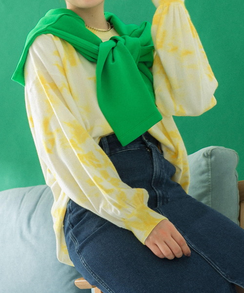 HEYUMM(ヘユム)の「カラフルタイダイニットトップ(ニット/セーター・レディース・ブルー/ピンク/イエロー・ONE)」の22枚目の写真