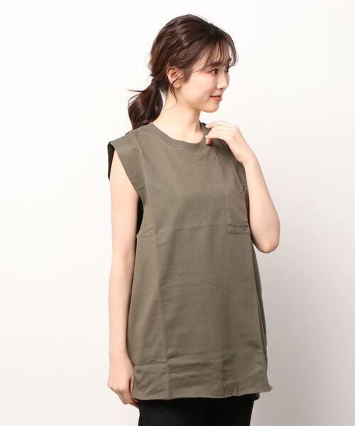 INNOCENT（イノセント）の「『RDS』ポケット付き カットオフ ノースリーブカットソー（Tシャツ/カットソー・レディース・ネイビー/カーキ/ベージュ/オフホワイト/ブラック・LARGE/MEDIUM）」の15枚目の写真