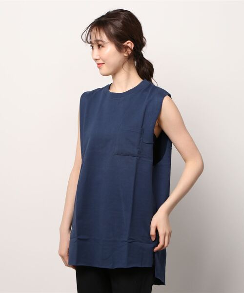 INNOCENT（イノセント）の「『RDS』ポケット付き カットオフ ノースリーブカットソー（Tシャツ/カットソー・レディース・ネイビー/カーキ/ベージュ/オフホワイト/ブラック・LARGE/MEDIUM）」の16枚目の写真