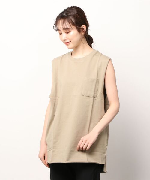 INNOCENT（イノセント）の「『RDS』ポケット付き カットオフ ノースリーブカットソー（Tシャツ/カットソー・レディース・ネイビー/カーキ/ベージュ/オフホワイト/ブラック・LARGE/MEDIUM）」の17枚目の写真