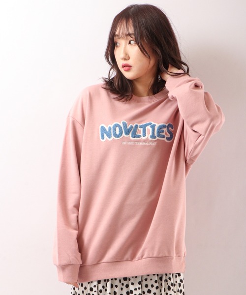 FUNALIVE（ファンアライブ）の「オーバーサイズ　NOVLTIES サガラ刺繍ロゴトレーナー（スウェット・メンズ・ブラック/ピンク/ホワイト/ライトグレー・L/M）」の4枚目の写真