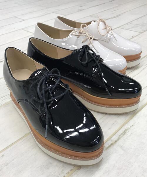 INGNI（イング）の「厚底レースアップシューズ（パンプス・レディース・ブラック/アイボリー・M/L）」の5枚目の写真