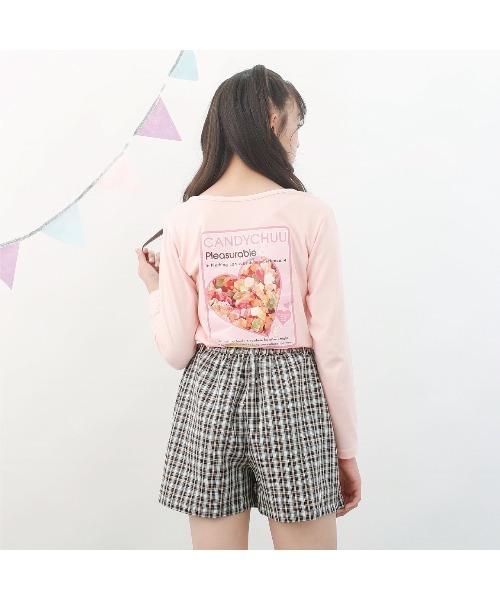 Candychuu（キャンディチュウ）の「ぼんぼんりぼんロンT（Tシャツ/カットソー・キッズ・ピンク・120cm/130cm/140cm/150cm/160cm）」の2枚目の写真