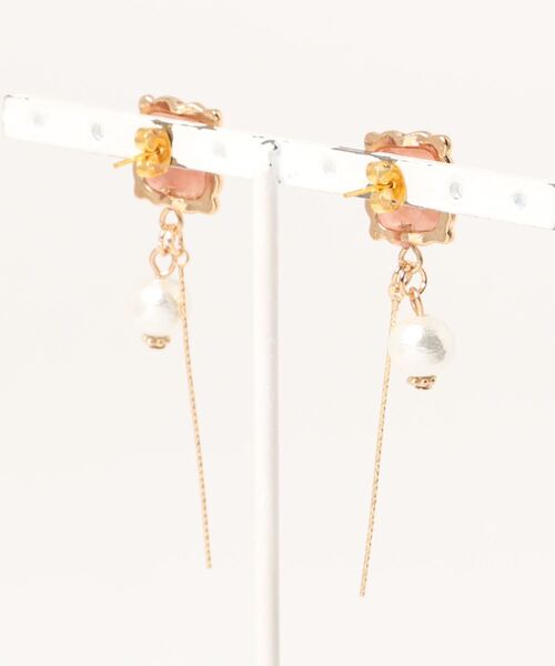 tone(トーン)の「【S.coeuf】ピアス お花×コットンパールとメタルスティック(MA)(ピアス(両耳用)・レディース・ピンク・FREE)」の4枚目の写真