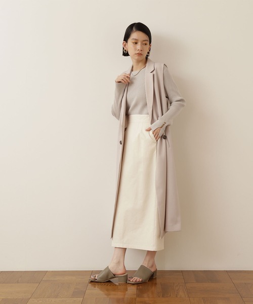 NATURAL BEAUTY BASIC(ナチュラルビューティーベーシック)の「ピケストレッチタイトミモレスカート(スカート・レディース・チャコールグレー/オフホワイト/ブルー・SMALL/MEDIUM)」の2枚目の写真