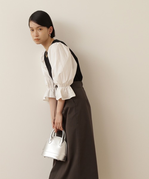 NATURAL BEAUTY BASIC(ナチュラルビューティーベーシック)の「ピケストレッチタイトミモレスカート(スカート・レディース・チャコールグレー/オフホワイト/ブルー・SMALL/MEDIUM)」の3枚目の写真