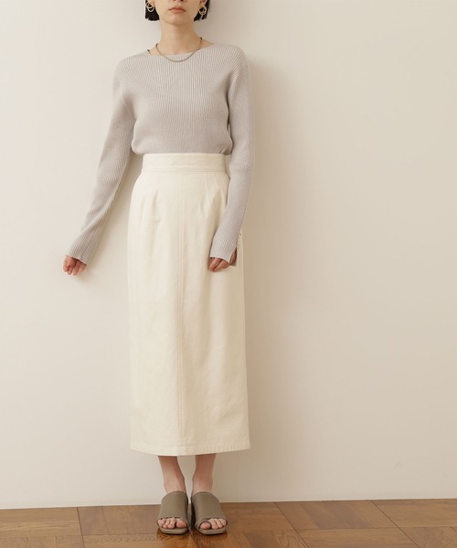 NATURAL BEAUTY BASIC(ナチュラルビューティーベーシック)の「ピケストレッチタイトミモレスカート(スカート・レディース・チャコールグレー/オフホワイト/ブルー・SMALL/MEDIUM)」の13枚目の写真