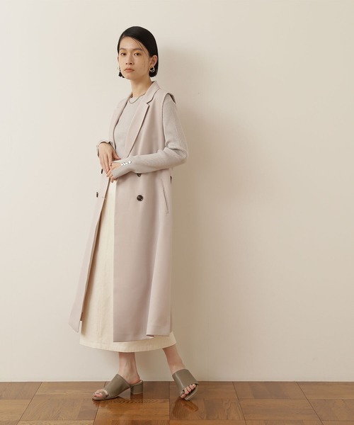 NATURAL BEAUTY BASIC(ナチュラルビューティーベーシック)の「ピケストレッチタイトミモレスカート(スカート・レディース・チャコールグレー/オフホワイト/ブルー・SMALL/MEDIUM)」の4枚目の写真