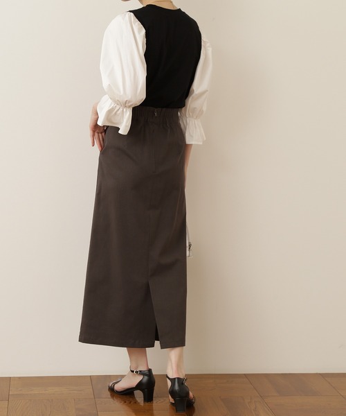 NATURAL BEAUTY BASIC(ナチュラルビューティーベーシック)の「ピケストレッチタイトミモレスカート(スカート・レディース・チャコールグレー/オフホワイト/ブルー・SMALL/MEDIUM)」の10枚目の写真