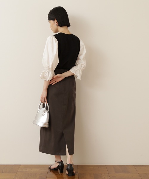 NATURAL BEAUTY BASIC(ナチュラルビューティーベーシック)の「ピケストレッチタイトミモレスカート(スカート・レディース・チャコールグレー/オフホワイト/ブルー・SMALL/MEDIUM)」の15枚目の写真