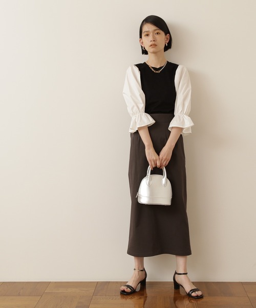 NATURAL BEAUTY BASIC(ナチュラルビューティーベーシック)の「ピケストレッチタイトミモレスカート(スカート・レディース・チャコールグレー/オフホワイト/ブルー・SMALL/MEDIUM)」の19枚目の写真