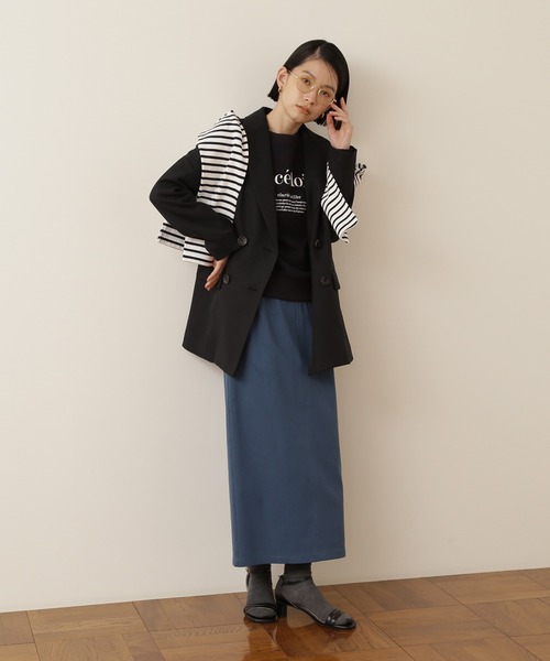 NATURAL BEAUTY BASIC(ナチュラルビューティーベーシック)の「ピケストレッチタイトミモレスカート(スカート・レディース・チャコールグレー/オフホワイト/ブルー・SMALL/MEDIUM)」の16枚目の写真