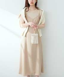 natural couture | 【WEB限定・ZOZO先行】素材感で魅せる　ノースリリブニット×キャミワンピースセット(ワンピース)