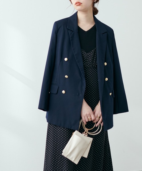 natural couture（ナチュラルクチュール）の「【WEB限定】素材感で魅せる　ノースリリブニット×キャミワンピースセット（ワンピース・レディース・ブラック/ベージュ/サックスブルー/ドット・FREE）」の4枚目の写真