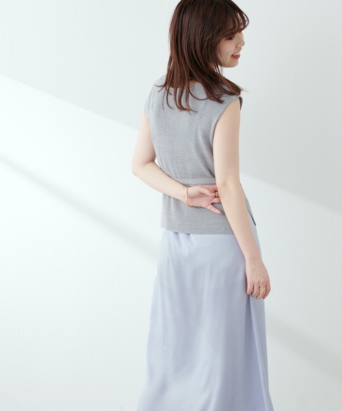 natural couture（ナチュラルクチュール）の「【WEB限定】素材感で魅せる　ノースリリブニット×キャミワンピースセット（ワンピース・レディース・ブラック/ベージュ/サックスブルー/ドット・FREE）」の19枚目の写真