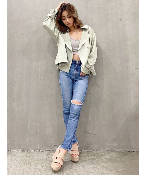 GYDA（ジェイダ）の「M/W HEM BACK ZIPスキニーデニムパンツ（デニムパンツ・レディース・ライトブルー/ブルー・SMALL/MEDIUM/X-SMALL）」の6枚目の写真