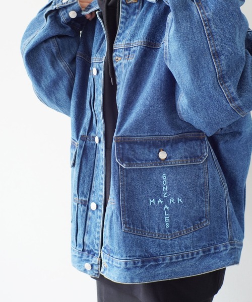 (What it isNt)ART BY MARKGONZALES(ワットイットイズント)の「【(What it isNt)ART BY MARKGONZALES / (ワットイットイズント) アートバイ マークゴンザレス 】 DENIM TRACKER JACKET(デニムジャケット・メンズ・ブルー/ライトブラック・L/M/XL)」の11枚目の写真