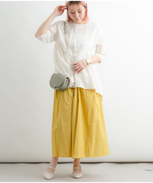 Wordtrobe（ワードトローブ）の「【wordtrobe】レーヨンフレックス バックレース Aライン チュニック（シャツ/ブラウス・レディース・ブラック/グリーン/ライトグレー/オフホワイト・FREE）」の10枚目の写真