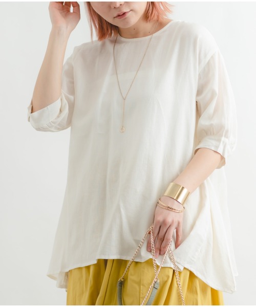 Wordtrobe（ワードトローブ）の「【wordtrobe】レーヨンフレックス バックレース Aライン チュニック（シャツ/ブラウス・レディース・ブラック/グリーン/ライトグレー/オフホワイト・FREE）」の8枚目の写真