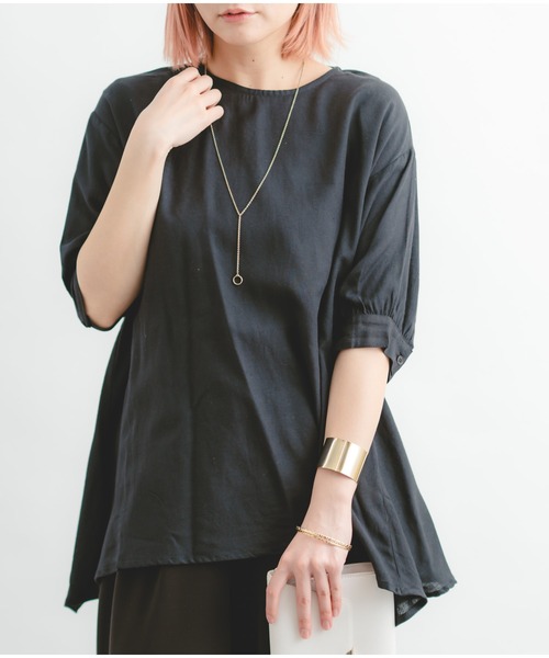 Wordtrobe（ワードトローブ）の「【wordtrobe】レーヨンフレックス バックレース Aライン チュニック（シャツ/ブラウス・レディース・ブラック/グリーン/ライトグレー/オフホワイト・FREE）」の12枚目の写真