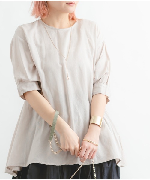 Wordtrobe（ワードトローブ）の「【wordtrobe】レーヨンフレックス バックレース Aライン チュニック（シャツ/ブラウス・レディース・ブラック/グリーン/ライトグレー/オフホワイト・FREE）」の21枚目の写真