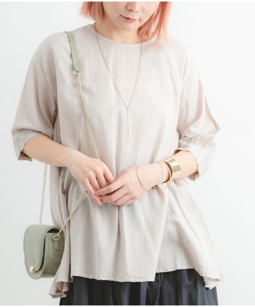 Wordtrobe（ワードトローブ）の「【wordtrobe】レーヨンフレックス バックレース Aライン チュニック（シャツ/ブラウス・レディース・ブラック/グリーン/ライトグレー/オフホワイト・FREE）」の22枚目の写真