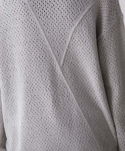 socolla（ソコラ）の「パッチワークライクメッシュプルオーバー（ニット/セーター・レディース・オフホワイト/オレンジ/グレー・M）」の10枚目の写真