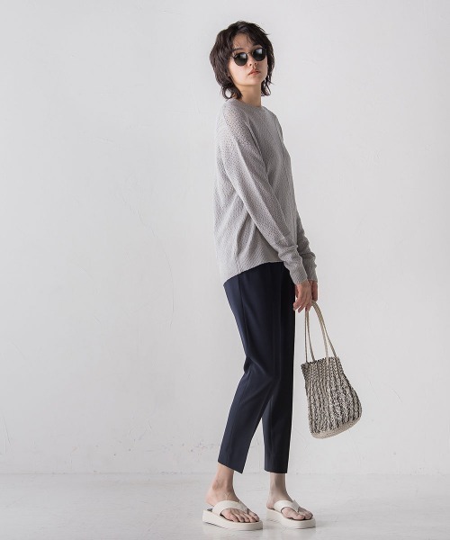 socolla（ソコラ）の「パッチワークライクメッシュプルオーバー（ニット/セーター・レディース・オフホワイト/オレンジ/グレー・M）」の6枚目の写真