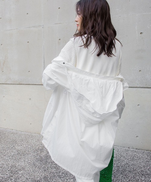 socolla（ソコラ）の「パッチワークライクメッシュプルオーバー（ニット/セーター・レディース・オフホワイト/オレンジ/グレー・M）」の19枚目の写真