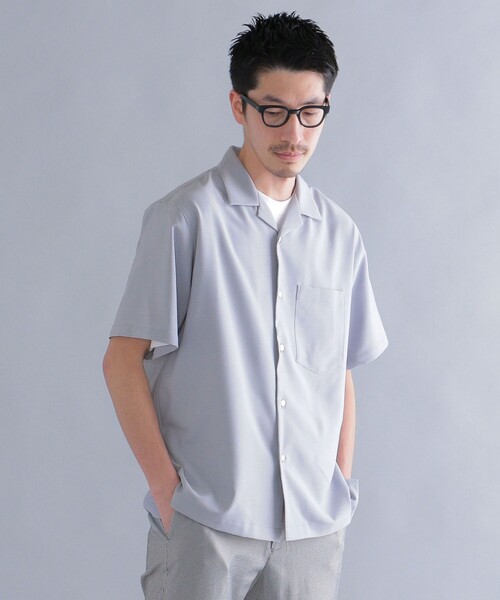SHIPS(シップス)の「SHIPS: MADE IN JAPAN Reflax(R) ドライタッチ オープンカラー シャツ(シャツ/ブラウス・メンズ・ナチュラル/オリーブ/ブルー/ライラック/サンドベージュ/ライトオリーブ/ダークグレー/ライトブルー/ベビーピンク/ブルー系/ネイビー・SMALL/MEDIUM/LARGE/X-LARGE)」の10枚目の写真