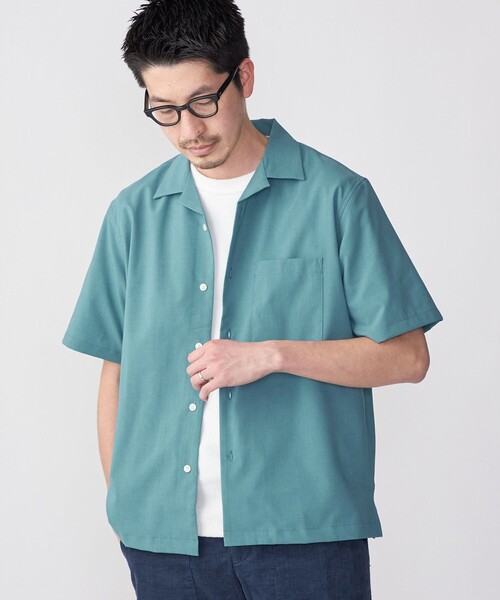 SHIPS(シップス)の「SHIPS: MADE IN JAPAN Reflax(R) ドライタッチ オープンカラー シャツ(シャツ/ブラウス・メンズ・ナチュラル/オリーブ/ブルー/ライラック/サンドベージュ/ライトオリーブ/ダークグレー/ライトブルー/ベビーピンク/ブルー系/ネイビー・SMALL/MEDIUM/LARGE/X-LARGE)」の6枚目の写真