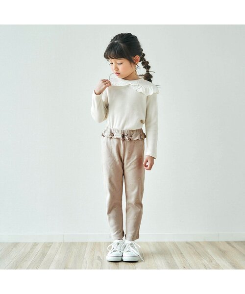 apres les cours（アプレレクール）の「ウエストフリル | 7days Style pants 9分丈（その他パンツ・キッズ・チャコール/チェック/ブラウン/ベージュ/ドット/ラベンダー・80/90/100/130/120/110）」の7枚目の写真