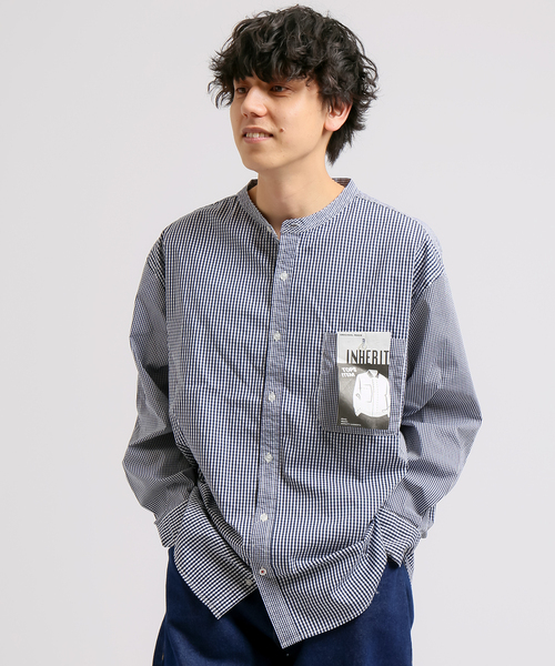 B.C STOCK(ベーセーストック)の「ギンガムクレイジーシャツ(シャツ/ブラウス・メンズ・スカイブルー/ブラック/ネイビー・MEDIUM/LARGE)」の4枚目の写真