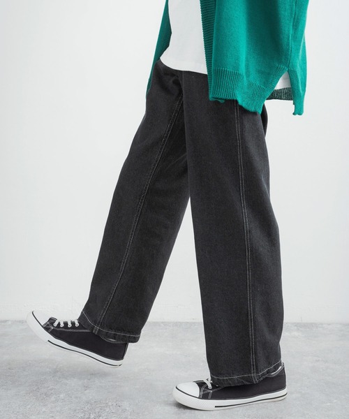 Rocky Monroe（ロッキーモンロー）の「ルーズシルエット 10ozデニムペインターワークパンツ（デニムパンツ・メンズ・ブラック/サックスブルー/インディゴブルー/グリーン/ストライプ/ワンウォッシュ/キナリ・LL/M/L）」の3枚目の写真
