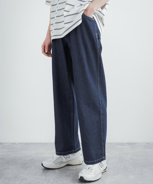 Rocky Monroe（ロッキーモンロー）の「ルーズシルエット 10ozデニムペインターワークパンツ（デニムパンツ・メンズ・ブラック/サックスブルー/インディゴブルー/グリーン/ストライプ/ワンウォッシュ/キナリ・LL/M/L）」の15枚目の写真