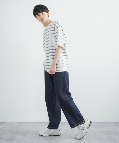 Rocky Monroe（ロッキーモンロー）の「ルーズシルエット 10ozデニムペインターワークパンツ（デニムパンツ・メンズ・ブラック/サックスブルー/インディゴブルー/グリーン/ストライプ/ワンウォッシュ/キナリ・LL/M/L）」の10枚目の写真