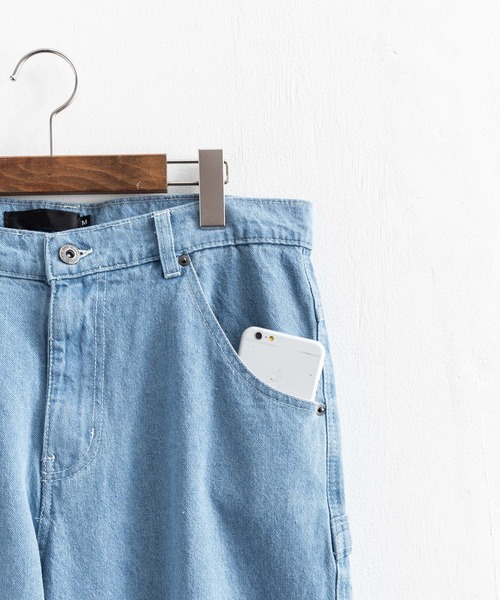 Rocky Monroe（ロッキーモンロー）の「ルーズシルエット 10ozデニムペインターワークパンツ（デニムパンツ・メンズ・ブラック/サックスブルー/インディゴブルー/グリーン/ストライプ/ワンウォッシュ/キナリ・LL/M/L）」の11枚目の写真