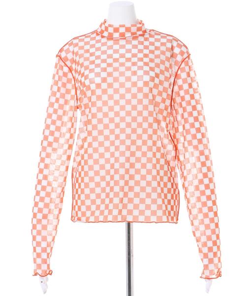 INGNI(イング)の「チェッカー柄チュール/トップス(Tシャツ/カットソー・レディース・ホワイト×グリーン/ホワイト×ブラック/ホワイト系6・M)」の6枚目の写真