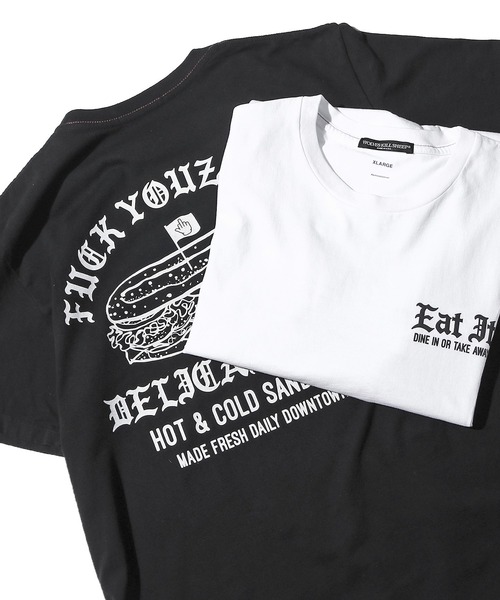 WOLVES KILL SHEEP(ウルヴスキルシープ)の「WOLVES KILL SHEEP/ウルブスキルシープ DELICATESSEN SS T-SHIRT プリントTシャツ(Tシャツ/カットソー・メンズ・ブラック/ホワイト・XL/L/M)」の2枚目の写真