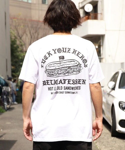 WOLVES KILL SHEEP(ウルヴスキルシープ)の「WOLVES KILL SHEEP/ウルブスキルシープ DELICATESSEN SS T-SHIRT プリントTシャツ(Tシャツ/カットソー・メンズ・ブラック/ホワイト・XL/L/M)」の4枚目の写真