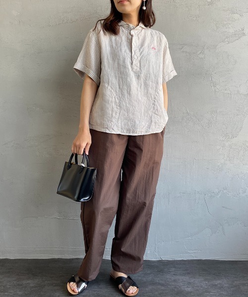 DANTON（ダントン）の「[DANTON/ダントン] ストライプ柄 丸襟リネンプルオーバーシャツ（シャツ/ブラウス・レディース・グレー/ネイビー・38/36/34）」の10枚目の写真