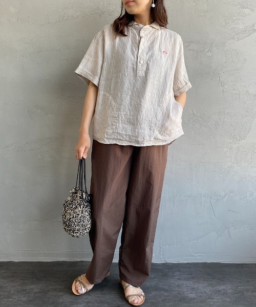 DANTON（ダントン）の「[DANTON/ダントン] ストライプ柄 丸襟リネンプルオーバーシャツ（シャツ/ブラウス・レディース・グレー/ネイビー・38/36/34）」の18枚目の写真
