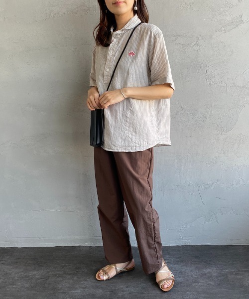 DANTON（ダントン）の「[DANTON/ダントン] ストライプ柄 丸襟リネンプルオーバーシャツ（シャツ/ブラウス・レディース・グレー/ネイビー・38/36/34）」の14枚目の写真