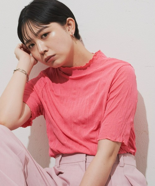 Aunt Marie's(アントマリーズ)の「ワッシャーシアータートルメロウハーフスリーブT / トップス / カットソー(Tシャツ/カットソー・レディース・ホワイト/ブラック/ブラウン/ピンク/オレンジ/ブルー・FREE)」の15枚目の写真