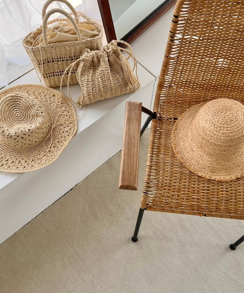 Me%（ミィパーセント）の「フリンジラフィアHAT（ハット・レディース・ベージュ・FREE）」の2枚目の写真