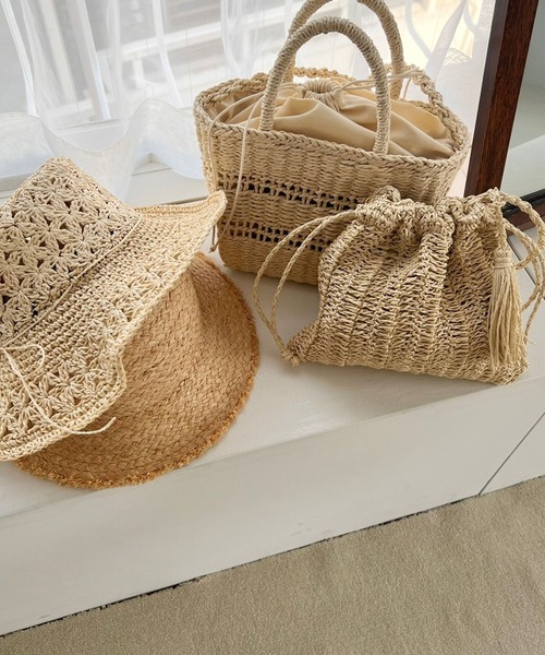 Me%（ミィパーセント）の「フリンジラフィアHAT（ハット・レディース・ベージュ・FREE）」の3枚目の写真